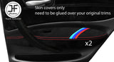 RED STICH TRI STRIPE 2X REAR DOOR ARMREST TRIM SUEDE COVER FOR BMW 1 E87 04-12