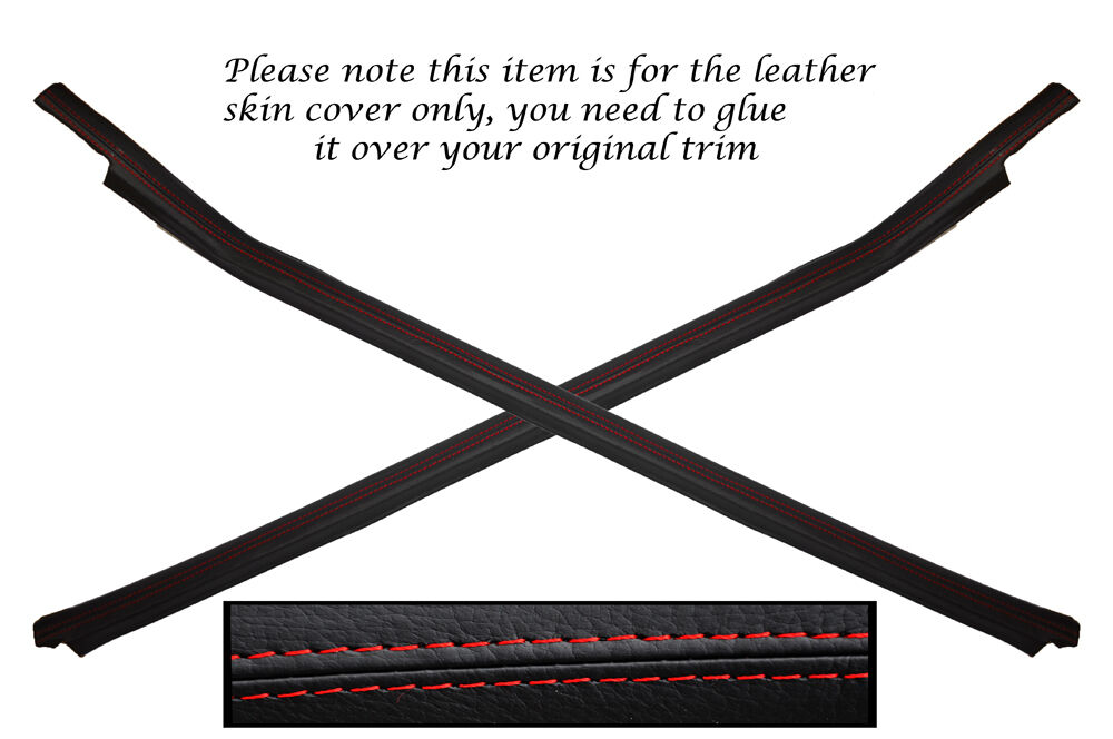 RED STITCH 2X DOOR SILL TRIM LEATHER SKIN COVERS FITS PORSCHE 924 944 CUSTOM NEW