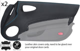 BLUE STITCHING 2X DOOR CARD TRIM REAL LEATHER COVERS FITS 350Z 2006-2009