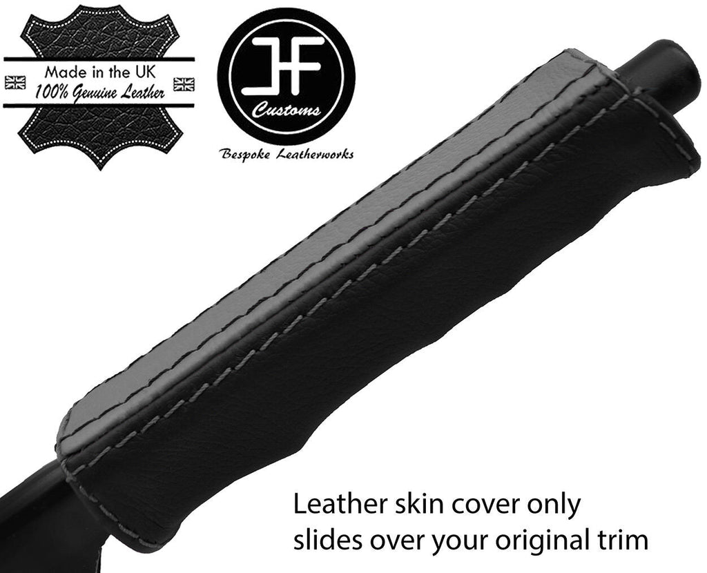BLACK & GREY STRIPE HANDBRAKE HANDLE LEATHER COVER FOR BMW 3 SERIES E30 81-92