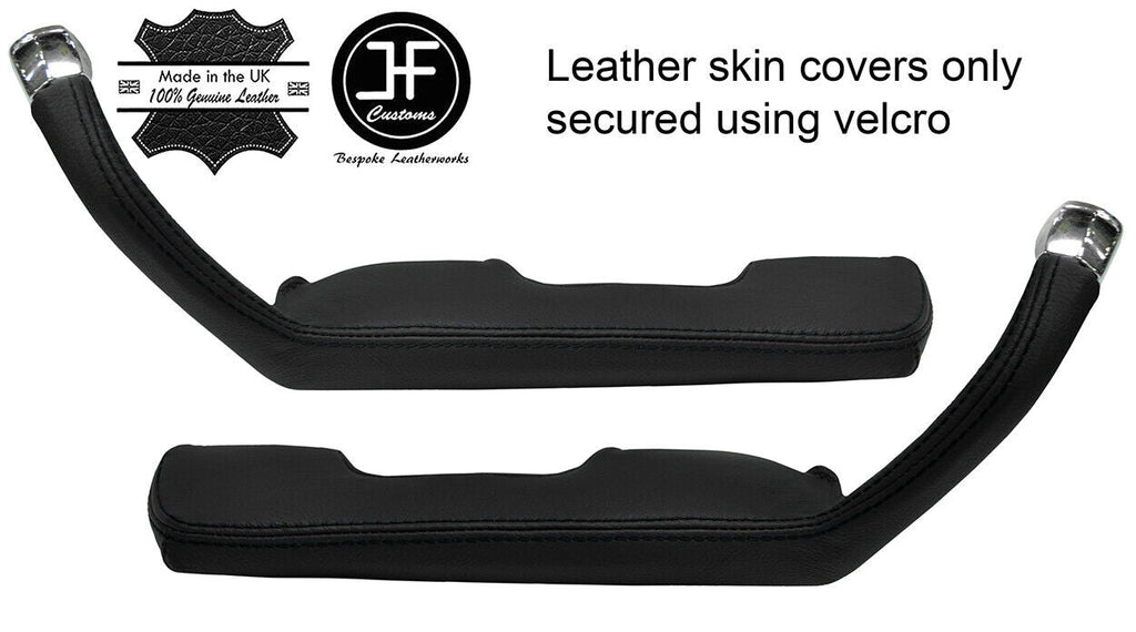 BLACK STITCH 2X DOOR HANDLE ARMREST LEATHER COVER FITS MERCEDES W108 W109 66-72