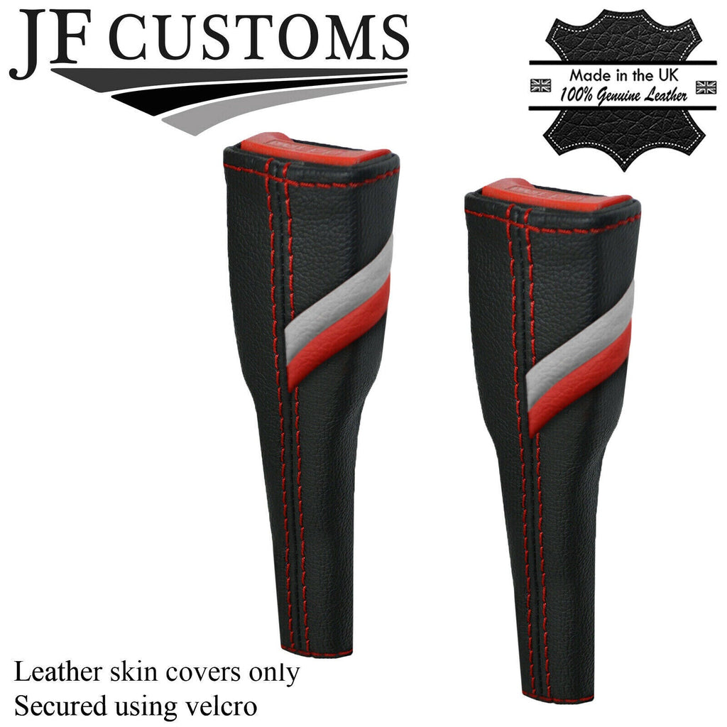 DARK RED STITCH SPORT STRIPES 2X SEAT BELT LONG COVERS FOR AUDI Q2 2016-2022