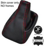 RED STITCH CARBON FIBER VINYL MANUAL GEAR GAITER FITS JEEP WRANGLER 2011-2017