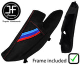 RED STITCH TRI STRIPE SUEDE HANDBRAKE GAITER+PLASTIC FRAME FOR BMW F30 F31 12-16