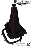 D RED STITCH LEATHER CONSOLE+ARMREST+GEAR COVERS+FRAME FOR SUBARU IMPREZA 98-00