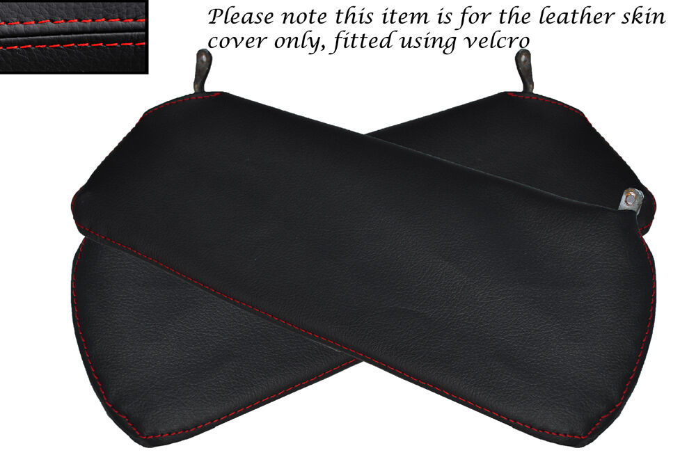 RED STITCHING 2X SUN VISORS LEATHER SKIN COVERS FITS BOND BUG CUSTOM NEW