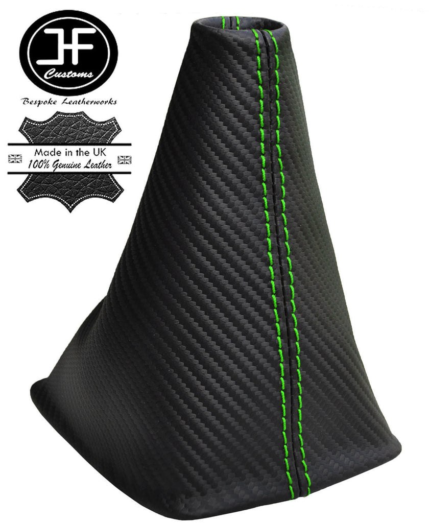 GREEN STITCHING CARBON FIBER VINYL GEAR GAITER FITS PEUGEOT 206 206 CC 98-12