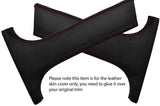 RED STITCH 2X LOWER B PILLAR LEATHER SKIN COVERS FITS BMW E46 SALOON 98-05