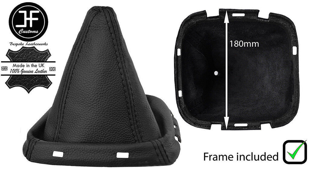 BLACK REAL LEATHER GEAR GAITER WITH PLASTIC FRAME FITS NISSAN NAVARA 2005-2012