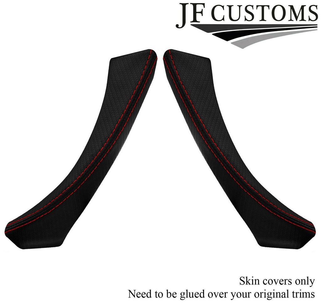 RED STITCH CARBON VINYL  2X FRONT DOOR HANDLE COVER FOR BMW E90 E91 E92 E93