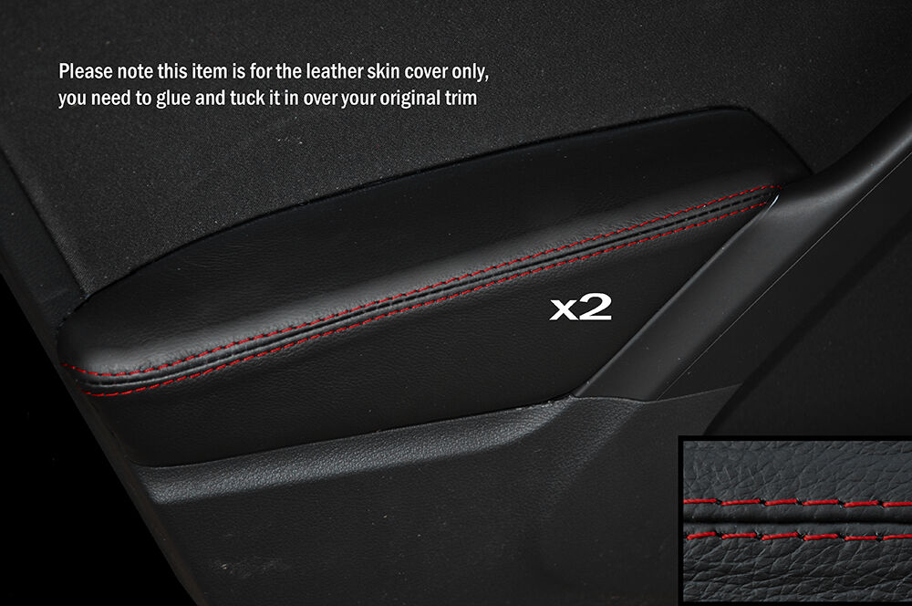 RED STITCH 2X FRONT DOOR ARMREST SKIN COVER FITS VW TIGUAN 2007-2015 CUSTOM NEW