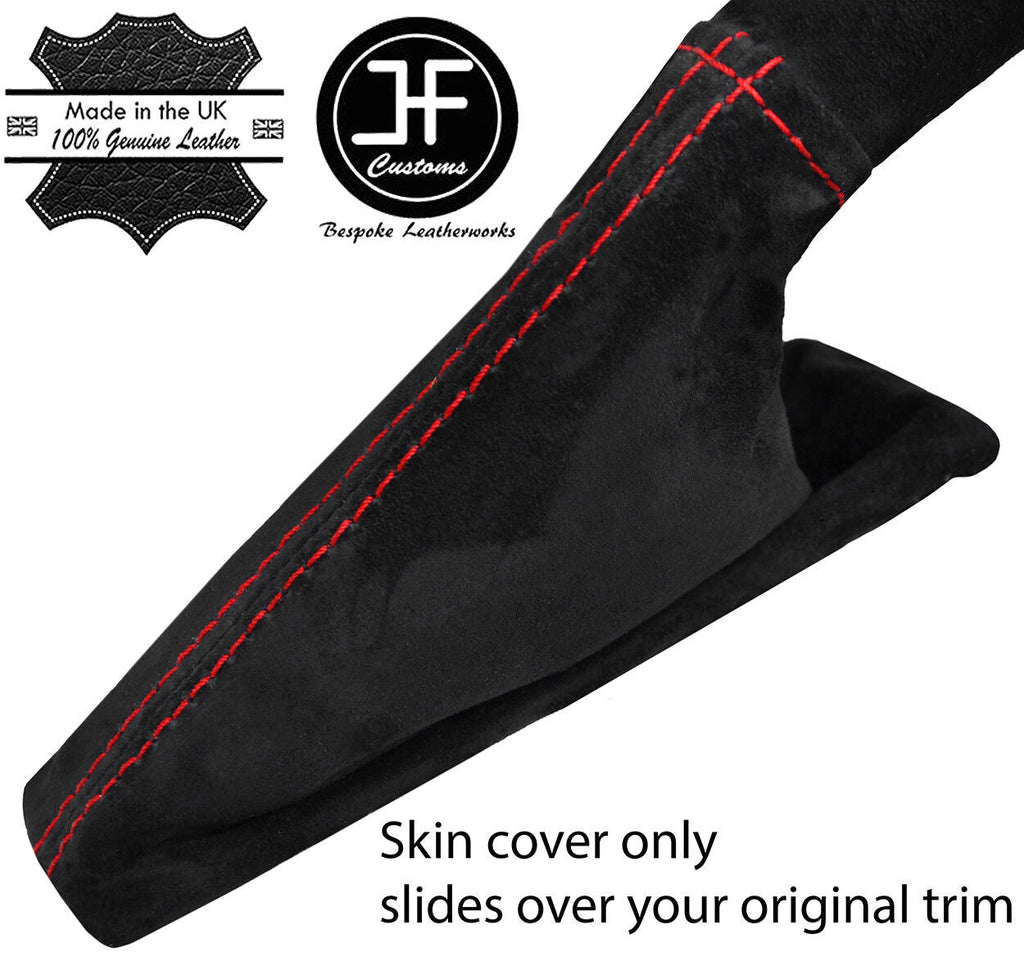 RED STITCHING REAL SUEDE HANDBRAKE GAITER FITS FORD FIESTA 2017-2019 CUSTOM NEW