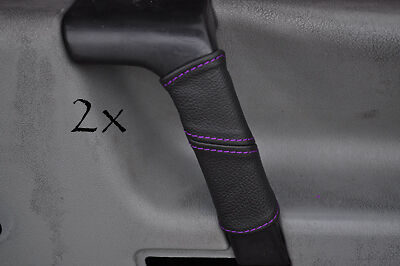 purple stitch FITS VW T4 TRANSPORTER CARAVELLE 2X DOOR HANDLE LEATHER COVERS