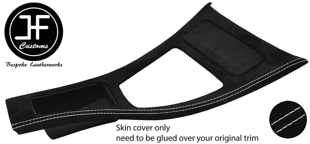 WHITE STITCH CENTRE CONSOLE TRIM SUEDE COVER FOR BMW E90 E91 E92 E93 STYLE 2