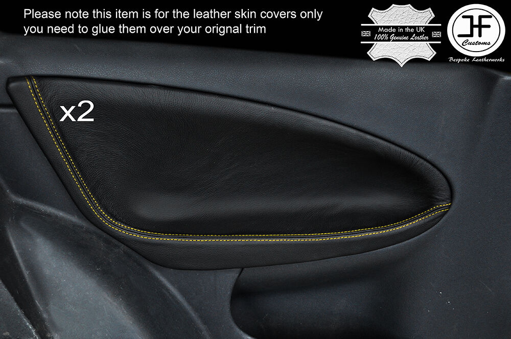 YELLOW STICH 2X REAR DOOR CARD TRIM LEATHER COVER FITS MG ZR ROVER 25 99-05 3 DR