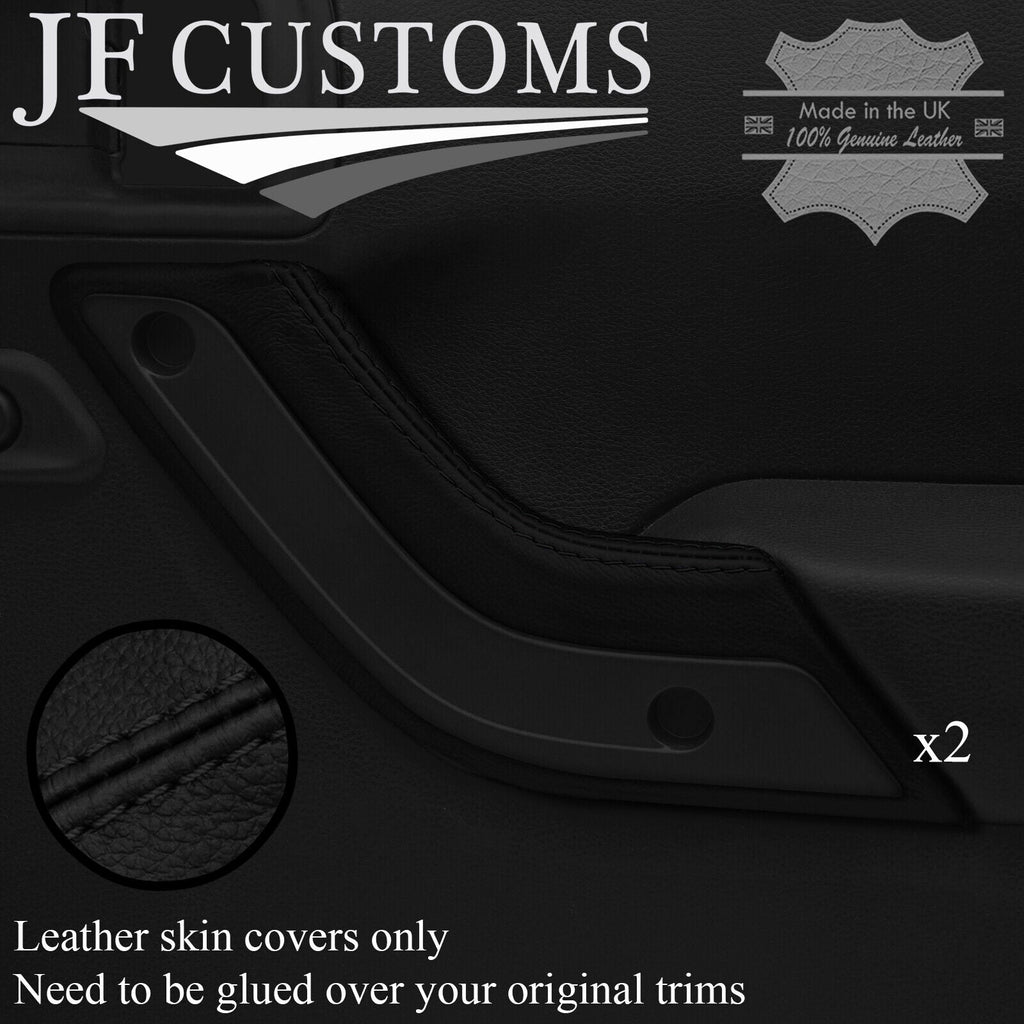 BLACK STITCH LEATHER 2X FRONT DOOR HANDLE TRIM COVERS FITS JEEP WRANGLER 11-18