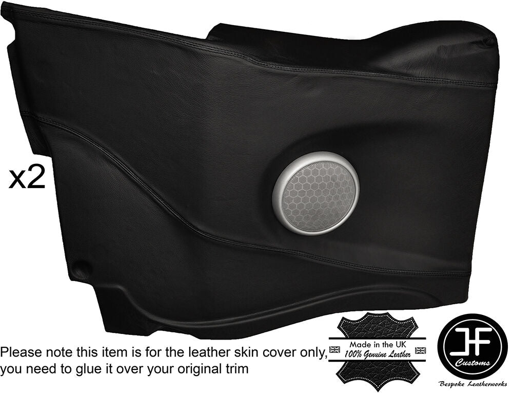 BLACK STICH 2X REAR DOOR CARD LEATHER COVER FITS BMW MINI R52 CONVERTIBLE 04-06