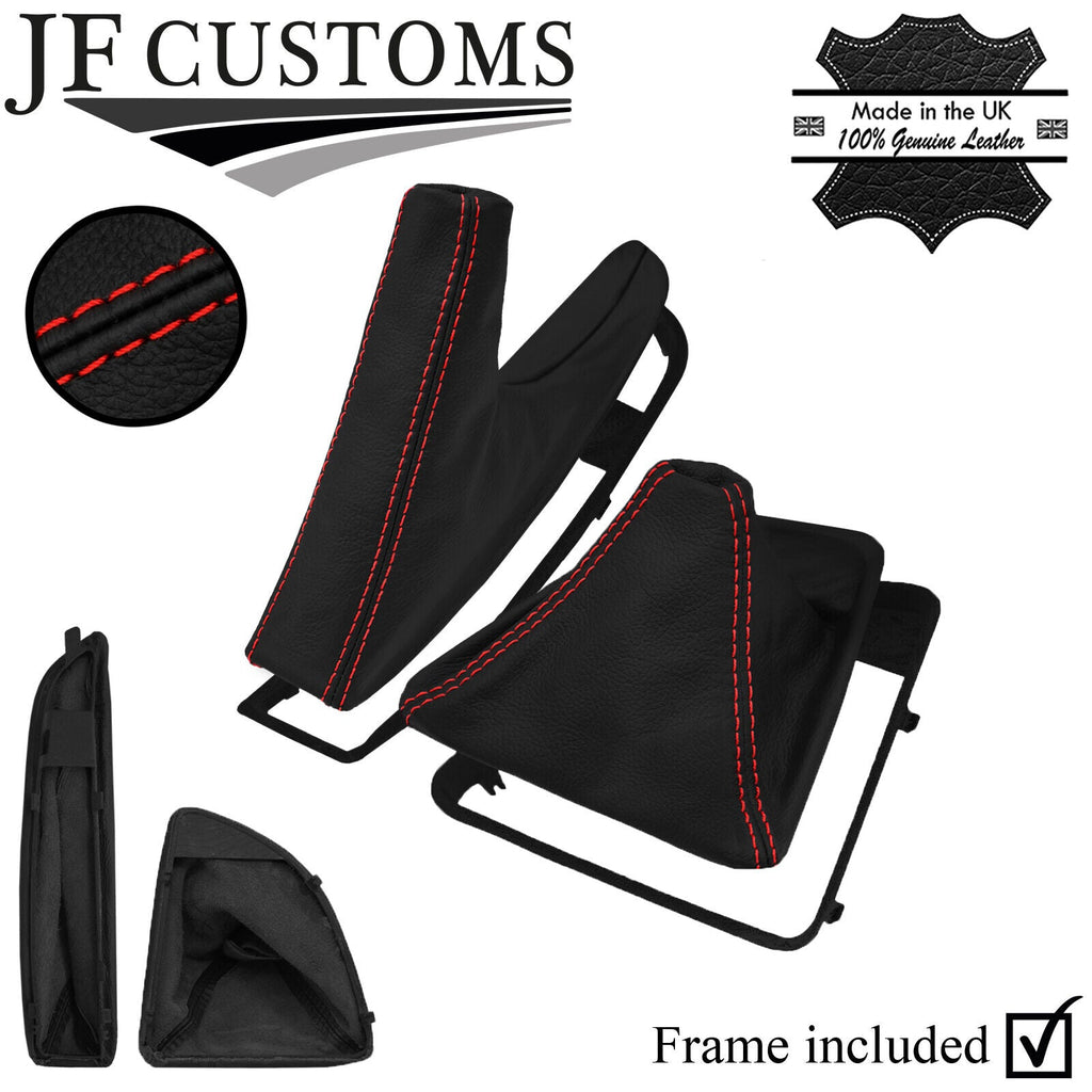 RED STITCH MANUAL GEAR HANDBRAKE SET + PLASTIC FRAMES FOR BMW E81 E82 E87 E88