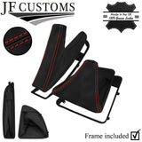 RED STITCH MANUAL GEAR HANDBRAKE SET + PLASTIC FRAMES FOR BMW E81 E82 E87 E88