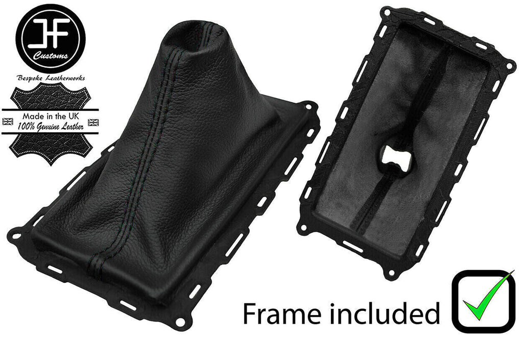 BLACK STITCH LEATHER MANUAL GEAR GAITER + PLASTIC FRAME FOR FORD MUSTANG 10-2015