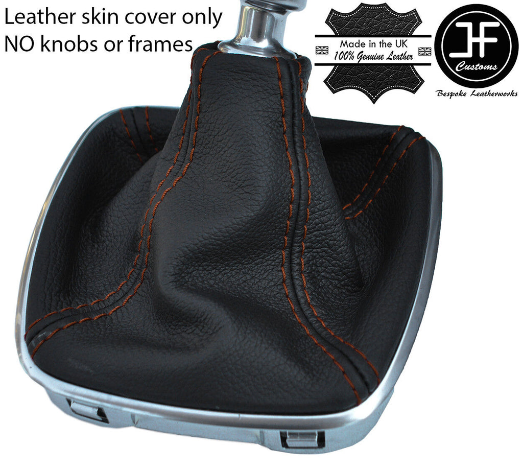 BROWN STITCHING TOP GRAIN REAL LEATHER GEAR GAITER FOR FORD S MAX S-MAX 2006-14