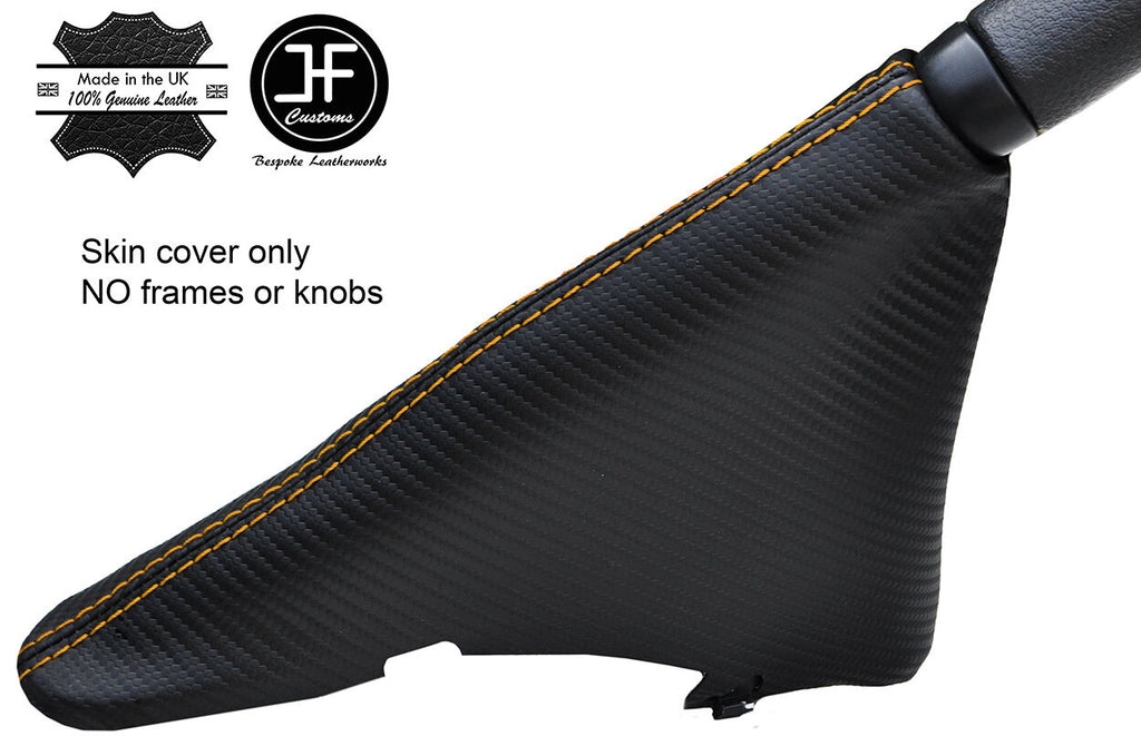 YELLOW STITCH CARBON FIBER VINYL HANDBRAKE GAITER FOR BMW MINI R50 R52 R53 01-06