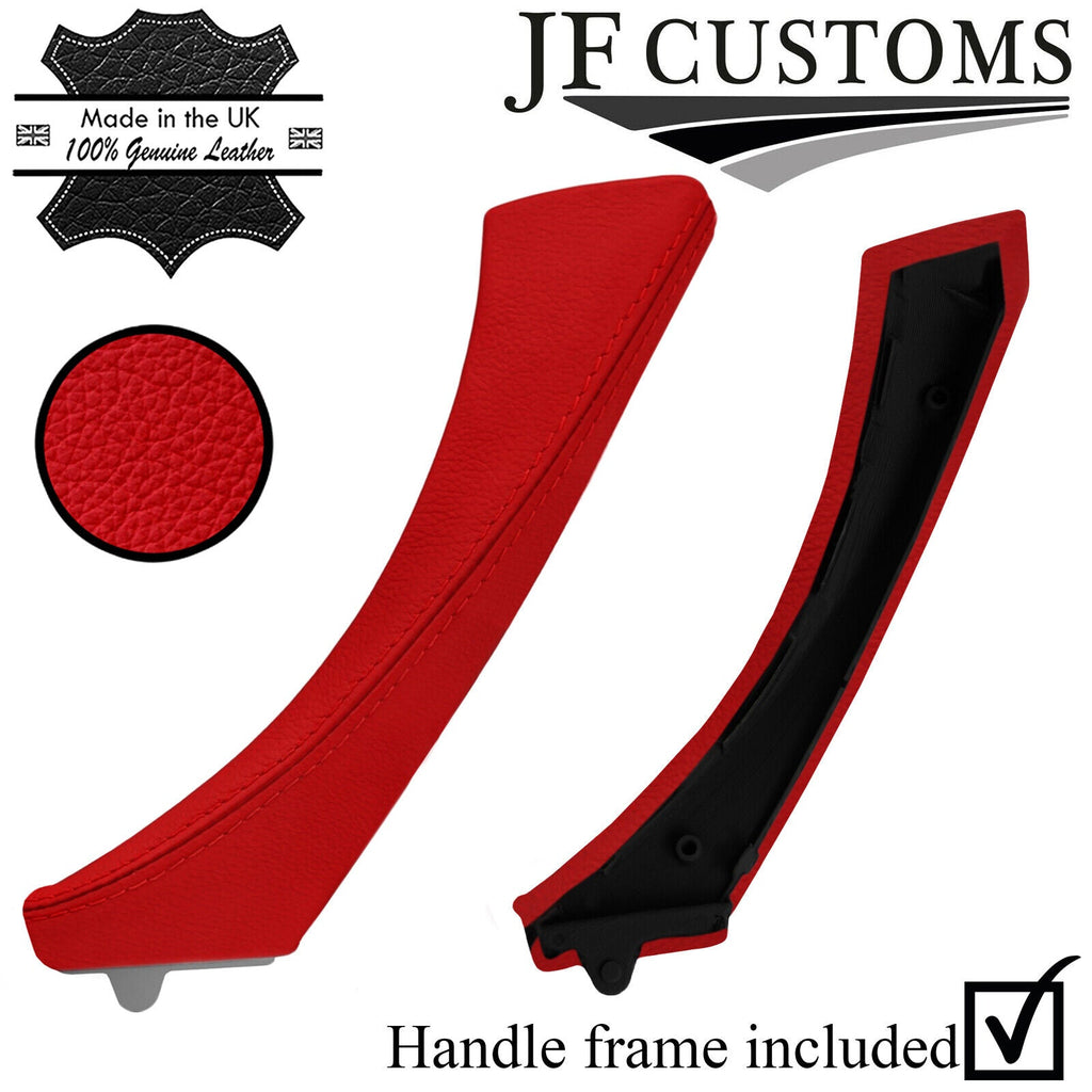 RED ITALIAN LEATHER 1X FRONT DOOR HANDLE TRIM + COVER FOR BMW E90 E91 E92 E93