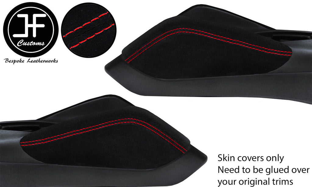 RED DOUBLE STITCH 2X KNEE PAD SUEDE COVERS FOR CHEVROLET CAMARO 2016-2020