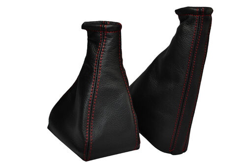 FITS ASTRA MK4 G COUPE 1998-2005  LEATHER GAITORS SET RED DOUBLE STITCHING