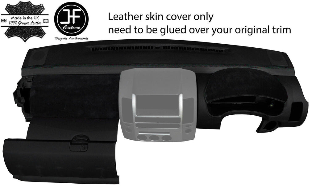 BLACK STITCH DASH DASHBOARD LEATHER & SUEDE COVER FITS NISSAN NAVARA D40 06-15