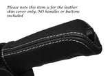 WHITE STITCH LEATHER HANDBRAKE HANDLE SKIN COVER FITS LAND ROVER DEFENDER 07-14