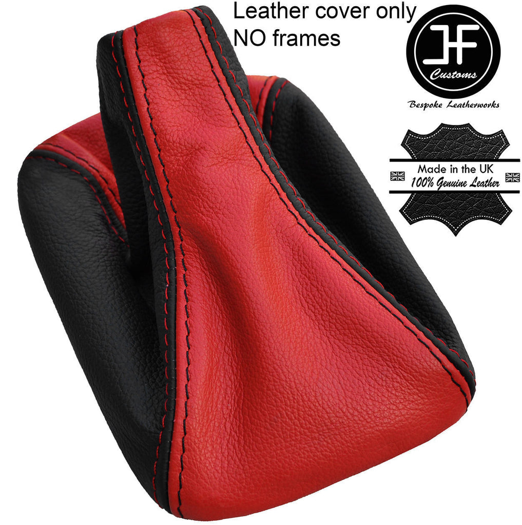 BLACK & RED REAL GENUINE LEATHER MANUAL GEAR GAITER FITS JEEP WRANGLER 11-17