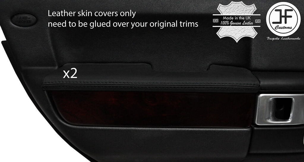 BLACK STITCH 2X REAR DOOR ARMREST LEATHER COVERS FITS RANGE ROVER VOGUE 06-12