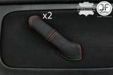 RED STITCHING 2X REAR DOOR HANDLE LEATHER COVER FITS VW BORA 1998-2005