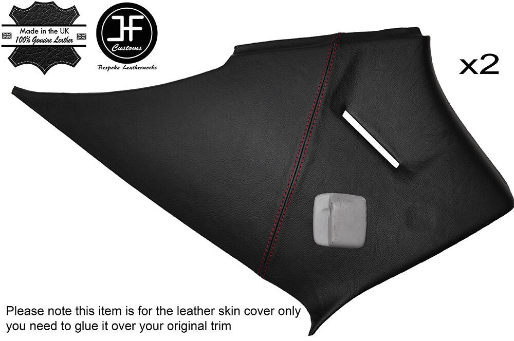 RED STITCH 2X C PILLAR LEATHER COVERS FITS CHRYSLER 300C CRD SALOON 2005-2011