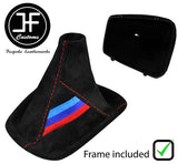 RED STITCH TRI STRIPE MANUAL SUEDE GEAR GAITER + PLASTIC FRAME FOR BMW Z3 95-03