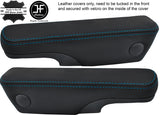 BLUE STITCHING LEATHER 2X SEAT ARMREST COVERS FITS VW T4 TRANSPORTER CARAVELLE