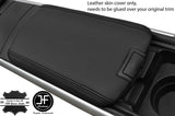 BLACK & BLACK TOP GRAIN REAL LEATHER FRONT ARMREST COVERS FITS MAZDA RX8 03-12
