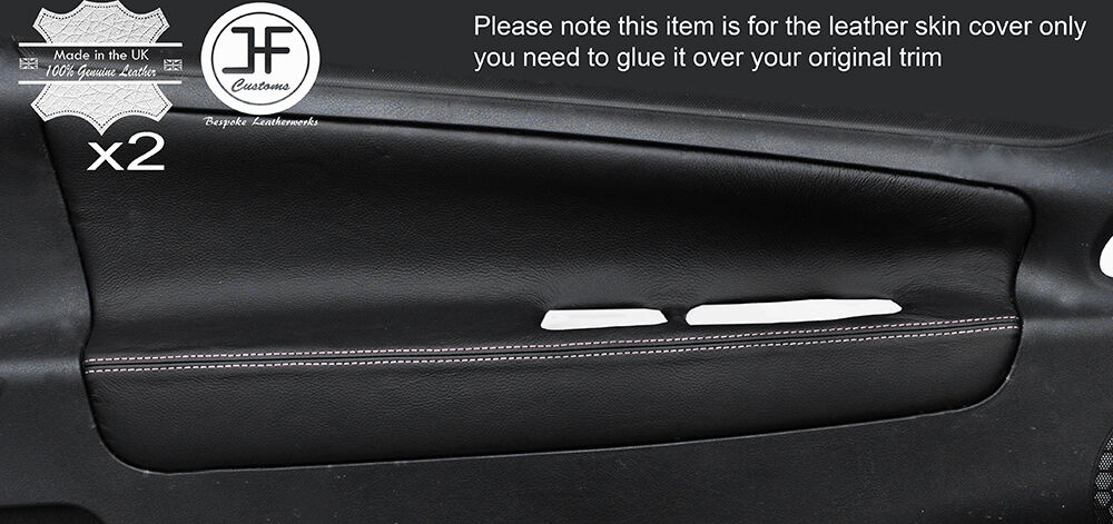 WHITE STITCH 2X FRONT DOOR CARD LEATHER COVERS FITS PEUGEOT 207 07-13 3 DOOR