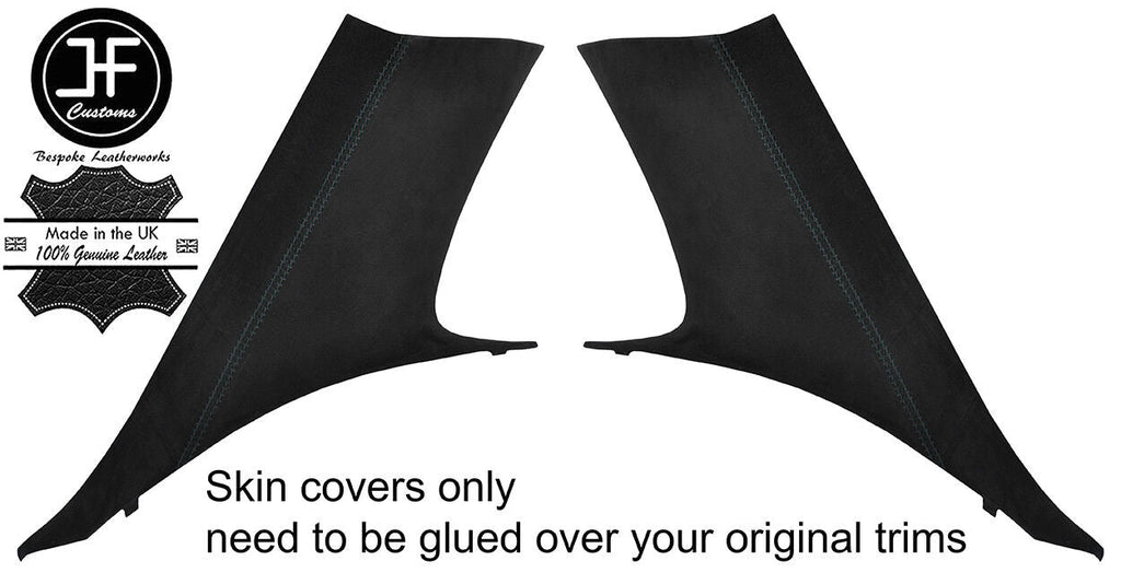 BLACK STITCH 2X REAR C PILLAR SUEDE COVERS FOR BMW 6 SERIES E63 COUPE 04-10