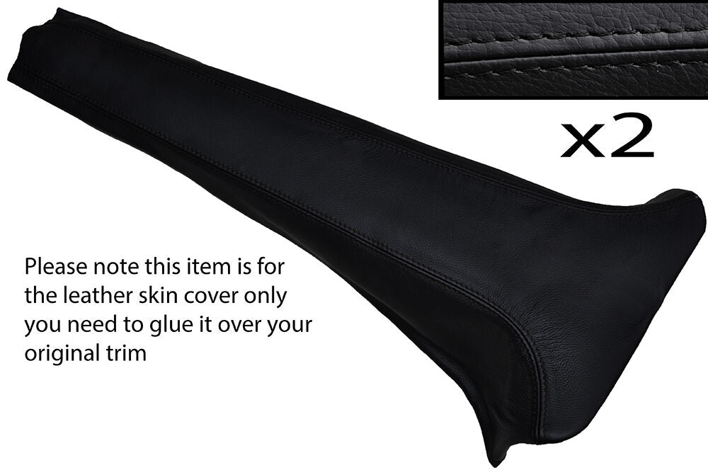 BLACK STITCH 2X LOWER B PILLAR LEATHER SKIN COVERS FITS JAGUAR XJ6/12 SERIES 1