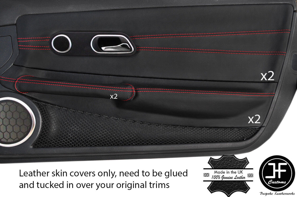 RED STITCH 2X FULL DOOR CARD TRIM LEATHER COVERS FOR CHRYSLER CROSSFIRE 03-08