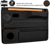 ORANGE STITCH 2X FRONT DOOR CARDS REAL LEATHER COVERS FITS RANGE ROVER CLASSIC