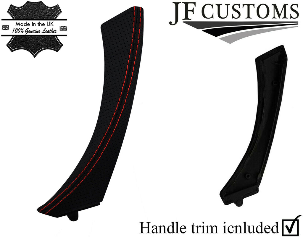 RED STITCH PERFORATED LEATHER 1X FRONT DOOR HANDLE+COVER FOR BMW E90 E91 E92 E93