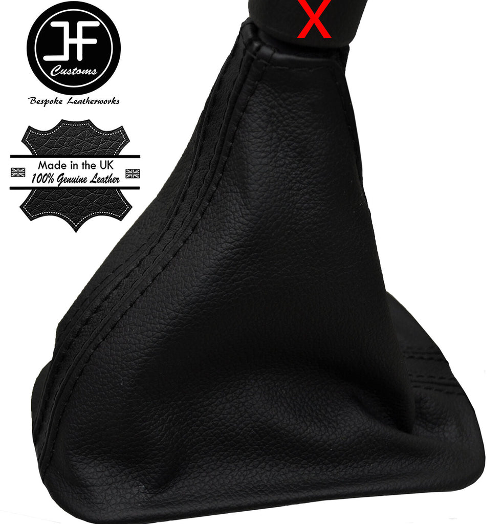 BLACK & BLACK STRIPE LEATHER GEAR GAITER FITS MITSUBISHI MIRAGE 2014-2017