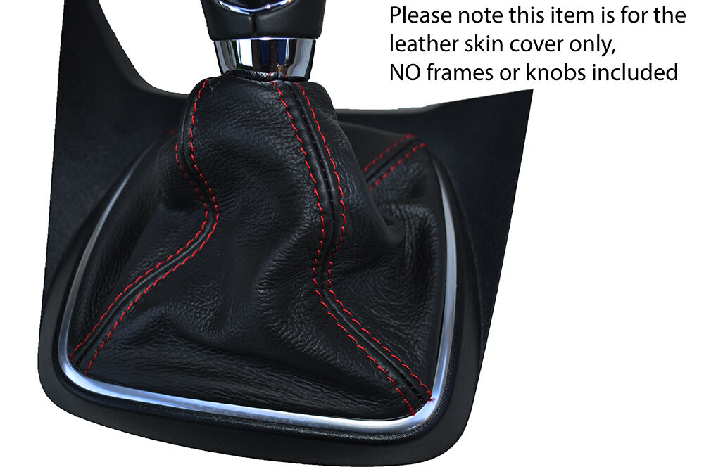 RED STITCH MANUAL LEATHER SKIN GEAR GAITER FITS FORD GRAND C MAX C-MAX 11-15