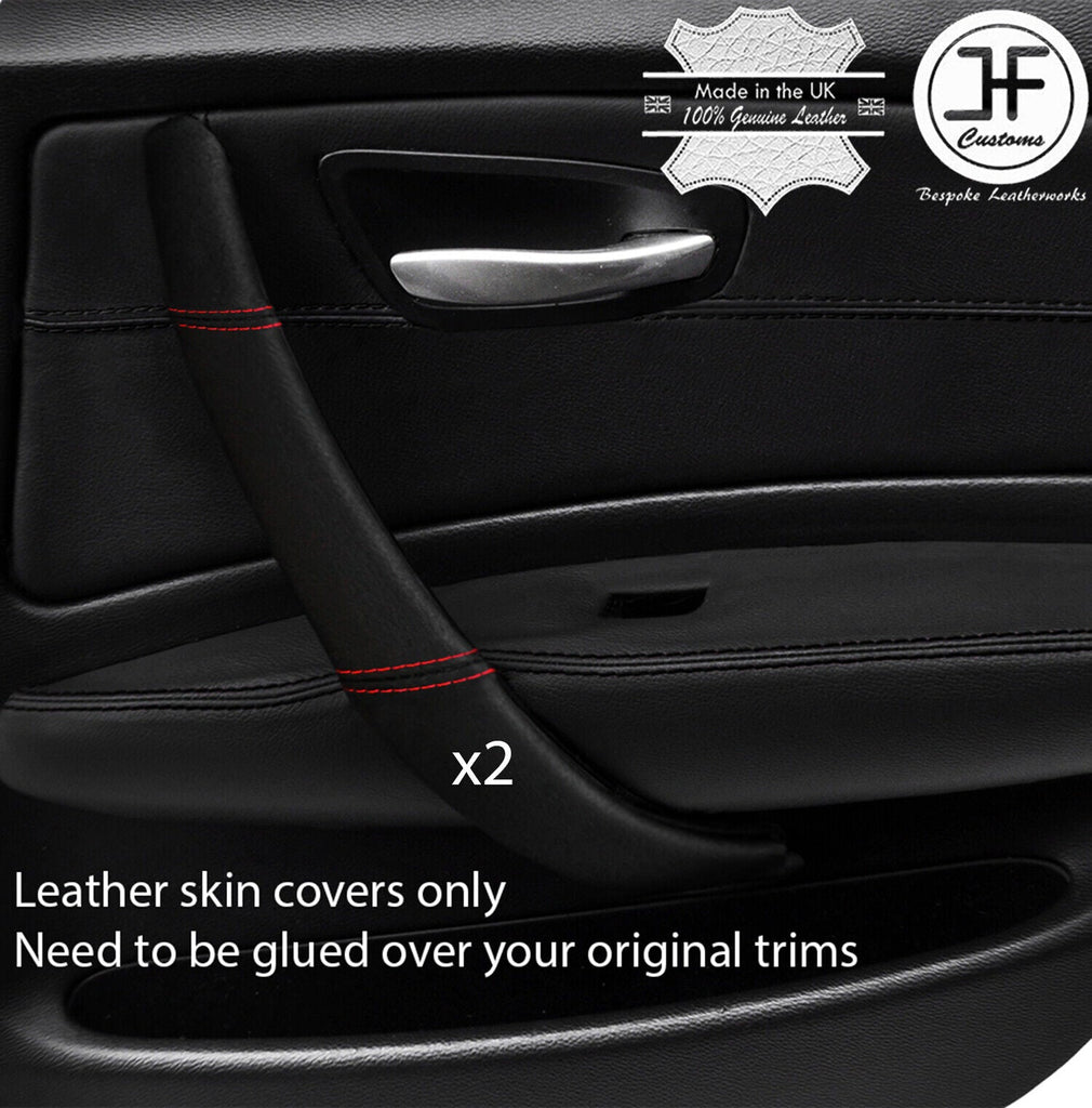 1 SERIES FITS BMW E87 2X DOOR HANDLE TRIM COVERS red stitch CUSTOM NEW