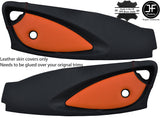 BLACK & ORANGE 2X FULL DOOR CARD REAL LEATHER COVERS FOR LOTUS ELISE EXIGE S2