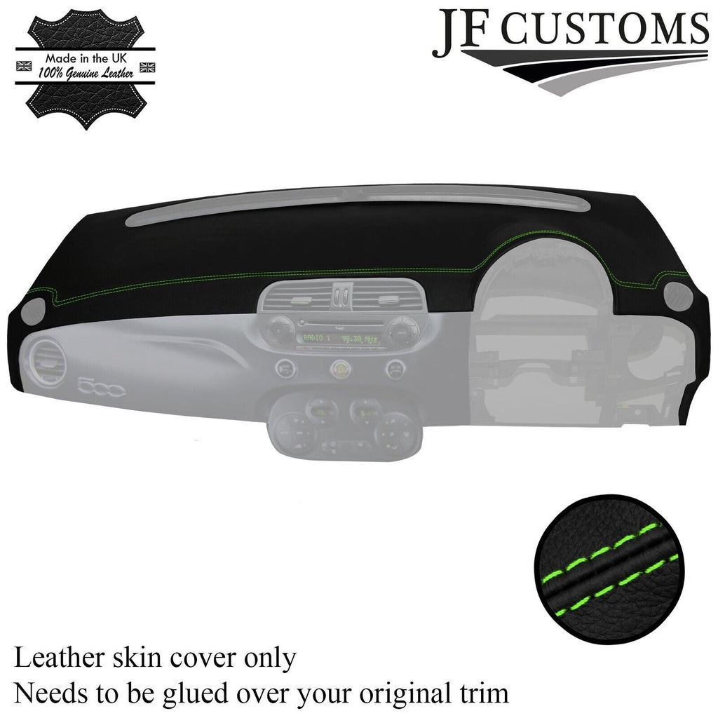 LIGHT GREEN STITCH LEATHER DASH DASHBOARD COVER FITS FIAT 500 ABARTH 07-16