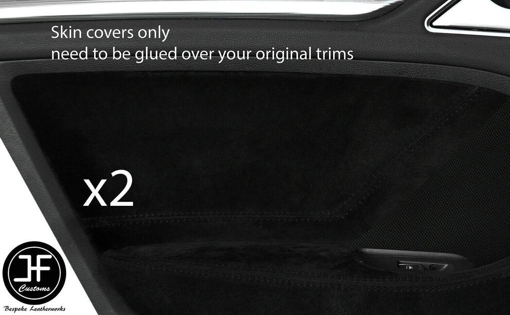 BLACK STITCH 2X REAR DOOR CARD TRIM SUEDE COVER FOR AUDI A3 8V 13-19 5DR DSG2
